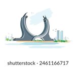 Katara Towers, Lusail marina district. Doha Qatar. ‎illustration