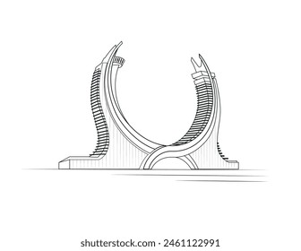 Katara Towers, Lusail marina district. Doha Qatar. ‎illustration