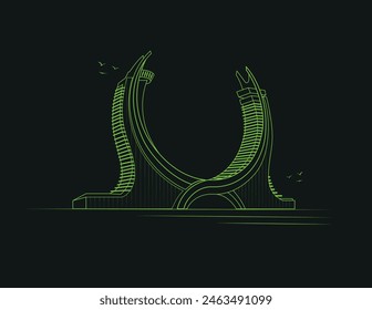 Katara Towers, Lusail marina district. Doha Qatar. ‎illustration