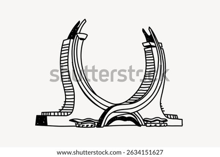 Katara Towers Qatar hand drawn illustration vector
