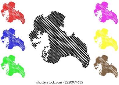 Katchal Island (Republic of India, Nicobar Archipelago, Indian Ocean) map vector illustration, scribble sketch Tihanyu map