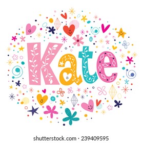 Kate female name decorative lettering type design