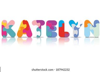 KATELYN written with alphabet puzzle - vector illustration