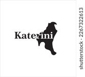 Katerini map and black lettering design on white background