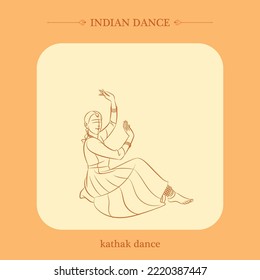 Kathak Dance Line Drawing Vector