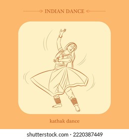 vector de dibujo de la línea de baile kathak