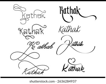 Kathak Dance Monogram Logo - Vector Calligraphy Art, Cultural Kathak Dance Vector Emblem