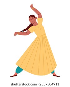 kathak dancer indian girl isolated