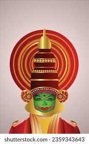 Kathakali Closeup Dancer Vector illustration