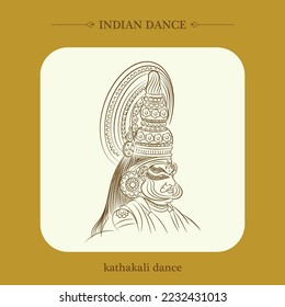 vector de dibujo de la línea de baile kathakali