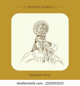 kathakali dance line drawing vector