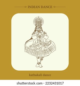 kathakali dance line drawing vector