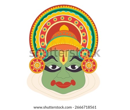 kathakali dancer face for happy onam festival vector illustration