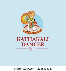 Plantilla de logotipo de mascota vectorial de bailarina de Katakali.