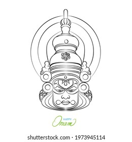 Kathakali Face Outline Vector Illustration