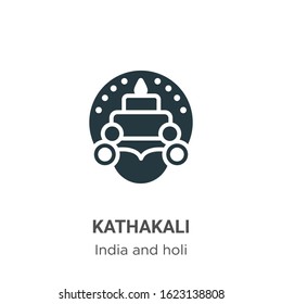 Kathakali glyph icon vector on white background. Flat vector kathakali icon symbol sign from modern india collection for mobile concept and web apps design.