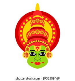 Ícone da máscara de Kathakali. Imagem de clipart isolada no plano de fundo branco.