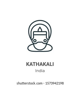 Kathakali outline vector icon. Thin line black kathakali icon, flat vector simple element illustration from editable india concept isolated on white background