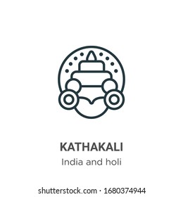 Kathakali outline vector icon. Thin line black kathakali icon, flat vector simple element illustration from editable india concept isolated stroke on white background