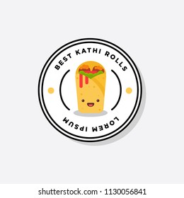 Kathi Badge and Sticker Roll Vector Illustration in Flat Style Line Art