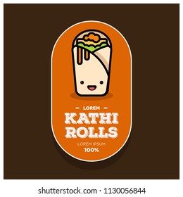 Kathi Badge and Sticker Roll Vector Illustration in Flat Style Line Art