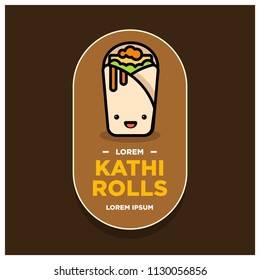 Kathi Badge and Sticker Roll Vector Illustration in Flat Style Line Art