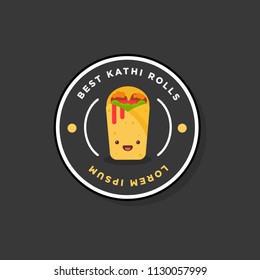 Kathi Badge and Sticker Roll Vector Illustration in Flat Style Line Art