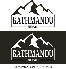 Kathmandu Mountain Silhouette Design City Vector Art.