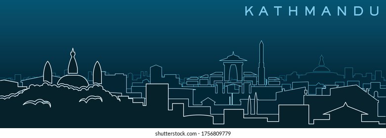 Kathmandu Multiple Lines Skyline and Landmarks