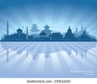 Kathmandu Nepal  City Skyline Vector Silhouette Illustration