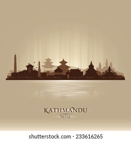 Kathmandu Nepal  City Skyline Vector Silhouette Illustration