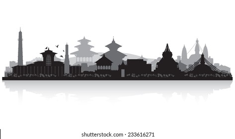 Kathmandu Nepal  City Skyline Vector Silhouette Illustration