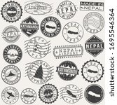 Kathmandu, Nepal Set of Stamp. Vector Art Postal Passport Travel Design. Travel and Business Seals.