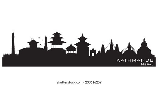 Kathmandu Nepal  Skyline Detailed Vector Silhouette