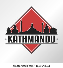 Kathmandu, Nepal Skyline Logo. Adventure Landscape Design Vector Illustration.
