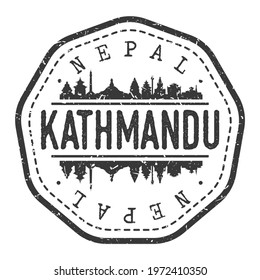 Kathmandu, Nepal Stamp Skyline Postmark. Silhouette Postal Passport. City Round Vector Icon. Vintage Postage Design.