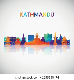 Kathmandu skyline silhouette in colorful geometric style. Symbol for your design. Vector illustration.