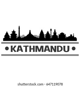 Kathmandu Skyline Silhouette Skyline Stamp Vector City Design