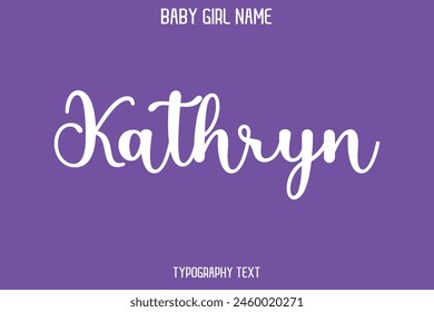 Kathryn Woman's Name Cursive Handgezeichnete Schrift Vektorgrafik Typografie Text auf lila Hintergrund