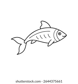 katila fish line art-on white background