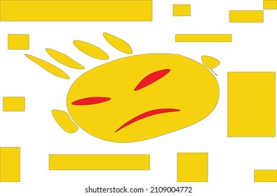 Katinka with a face and orange rectangles