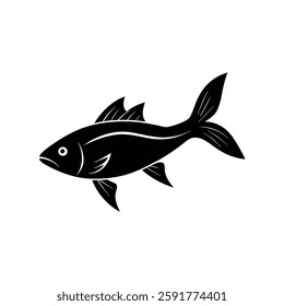 Katla Silhouette Vector Art | Katla Fish Black Color Design Illustration
