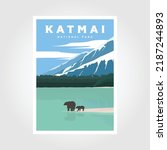 Katmai National Park poster vector illustration design