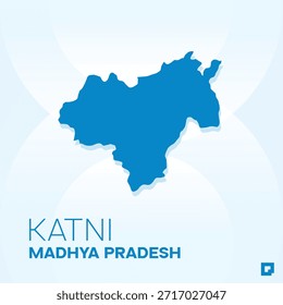 Mapa del distrito de KATNI, Madhya Pradesh, India - Esquema de Vector editable.