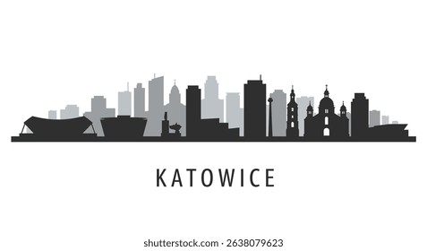 Katowice Skyline Vector Poland Cityscape.