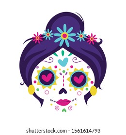 katrina head skull face icon vector illustration design