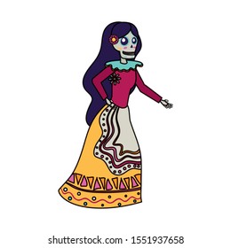 katrina skull comic character icon vector illustration design