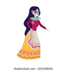 katrina skull comic character icon vector illustration design