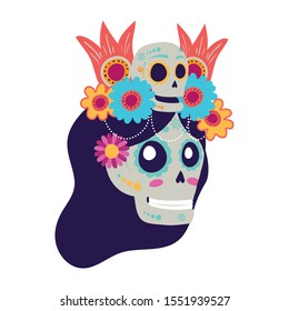 katrina skull head comic character vector illustration design