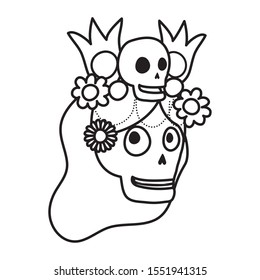 katrina skull head comic character vector illustration design